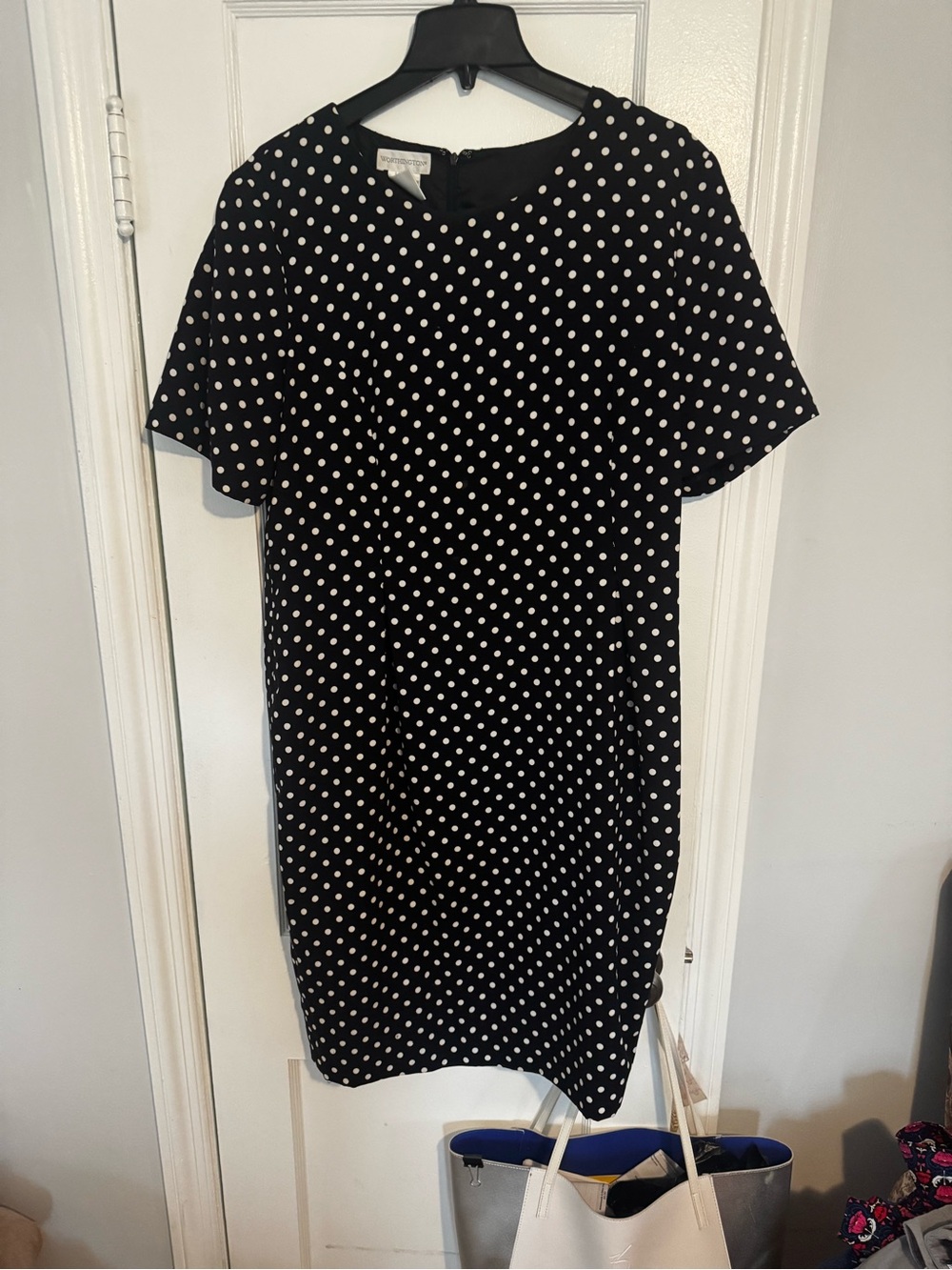 Worthington Black Polka Dot Short Sleeve Mini Dress - Picture 4 of 5
